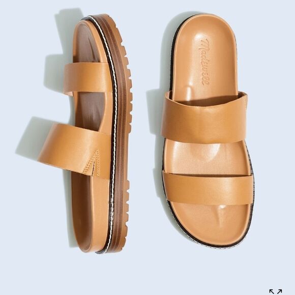 Madewell The Charley Double-Strap Slide Sandal Size 10.5 In Dessert Camel - Picture 10 of 10